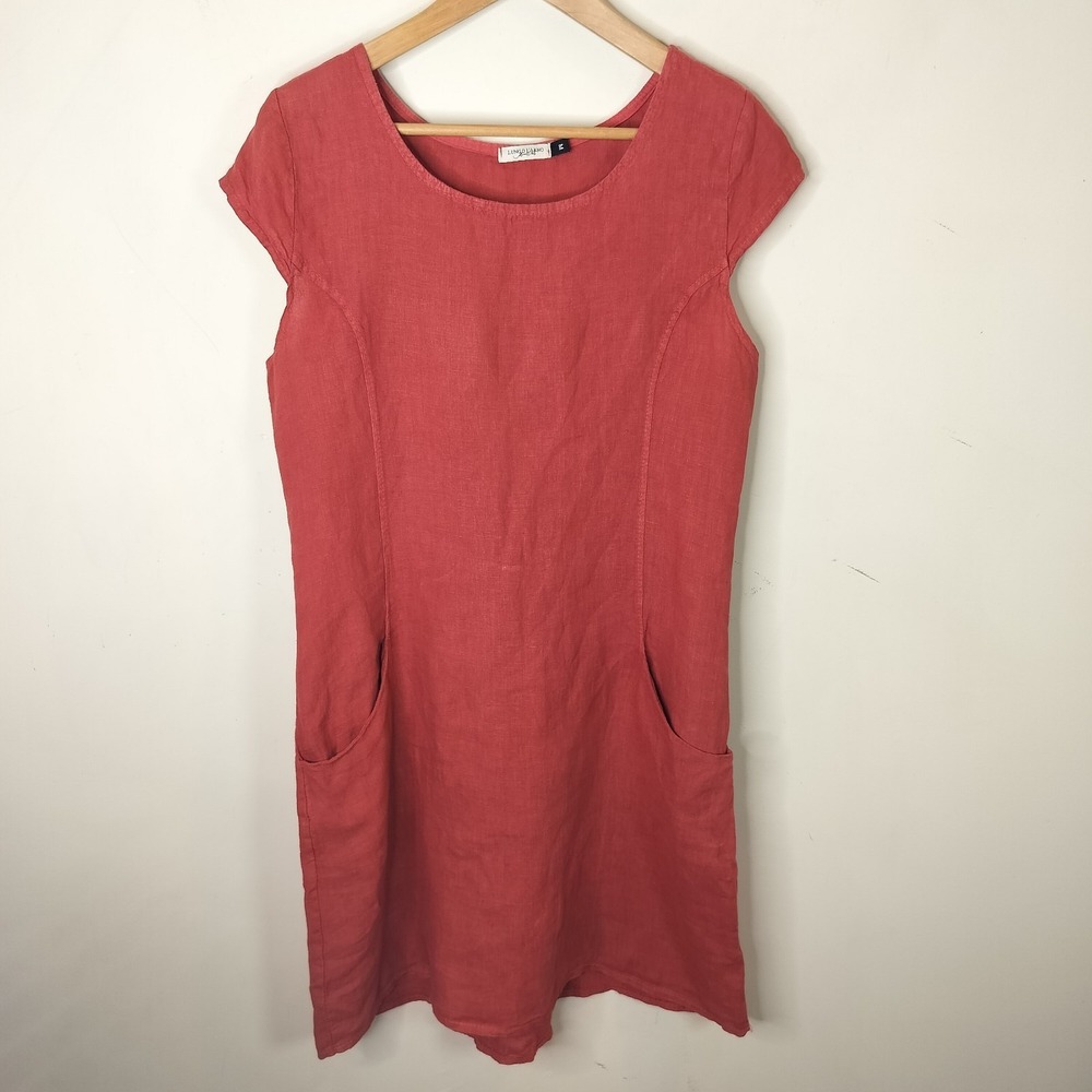 Linen Shift Dress Short Sleeve Pockets Sold